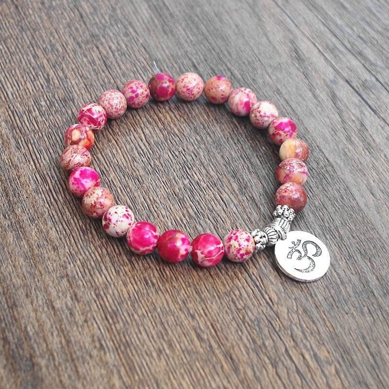 DIY Handmade Jewelry Natural Stone Beads Strand Bracelet Women Men Yoga Healing OM Chakra Mala Prayer Charm Bracelet